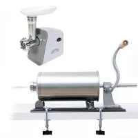 Pachet Masina Electrica de Tocat Carne, 500W, 50-70 kg/h + Carnatar Orizontal Inox 3 kg, 5 palnii incluse 